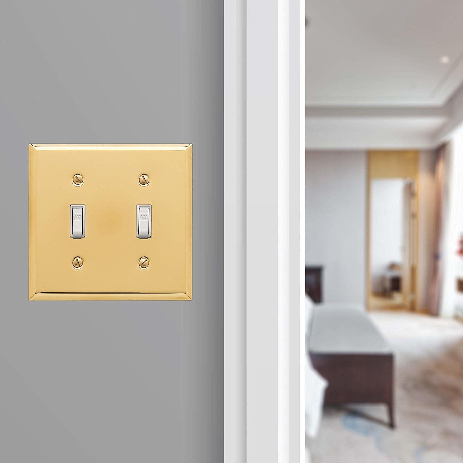 The gold cover over double light switches