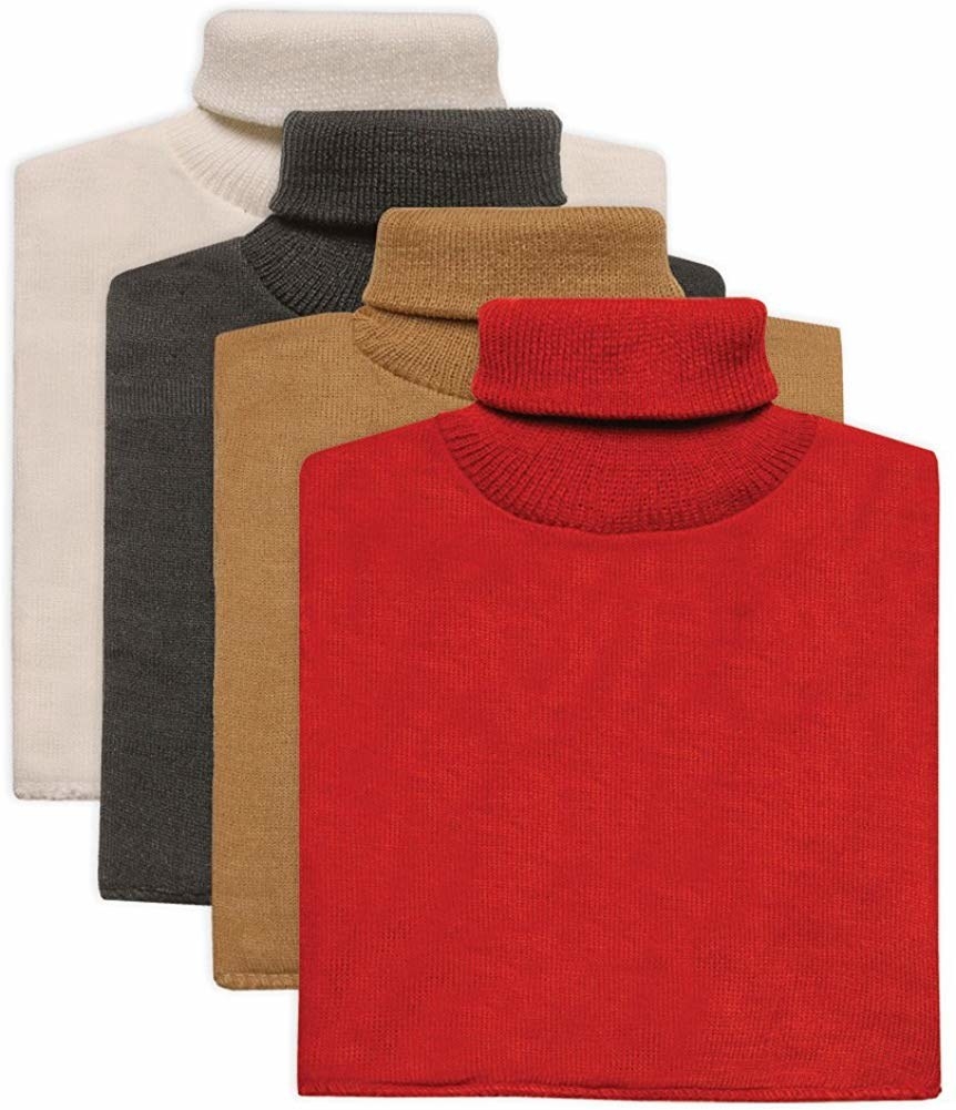 A set of four turtleneck dickies including red, black, cream, and tan