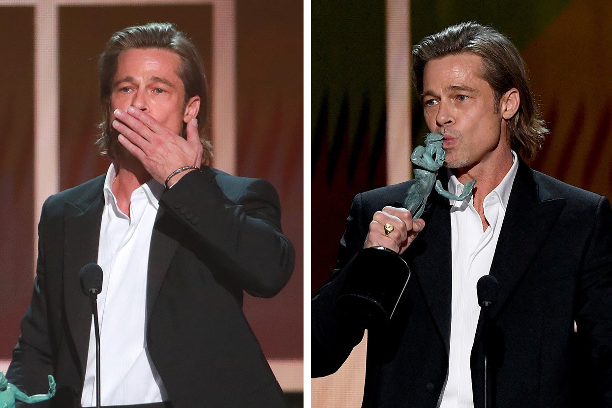 Brad Pitt Said He's Not Actually On Tinder After He Joked About His Divorce At The SAG Awards