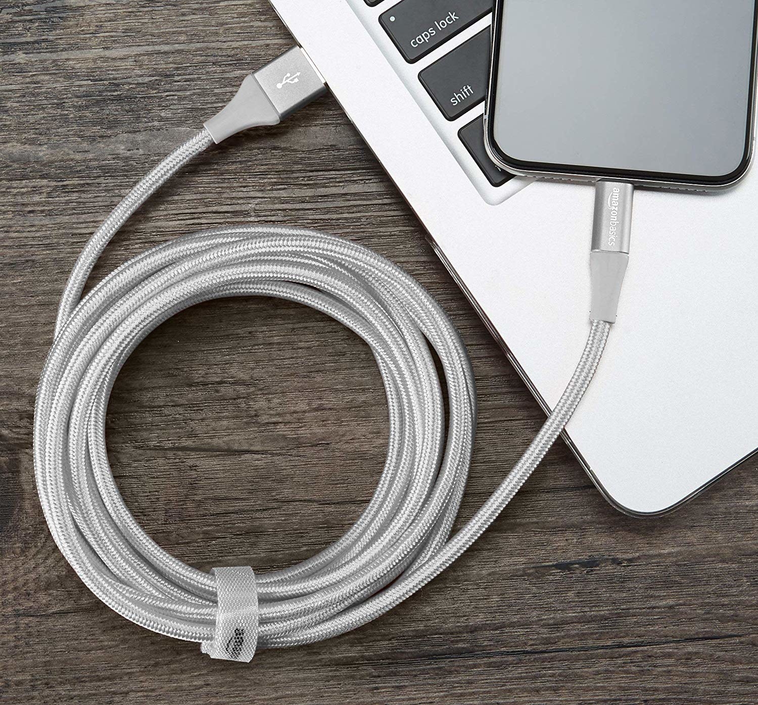the silver-fabric covered cable 