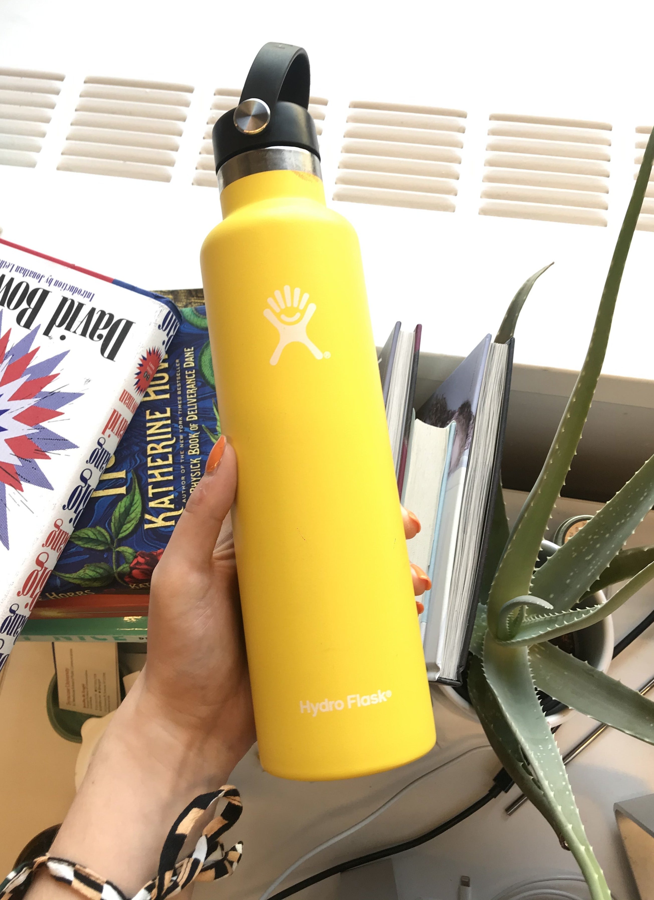 writer&#x27;s tall narrow yellow hydro flask