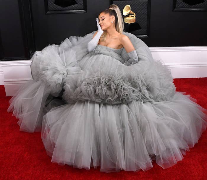 Ariana Grande's Grammys Look Is The Biggest, Fluffiest, Poofiest Dress ...