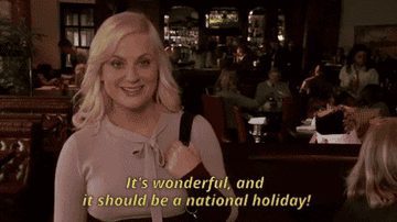A GIF of someone saying it&#x27;s wonderful and it should be a national holiday