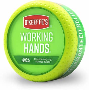 A jar of O'Keeffe's Working Hands Hand Cream.