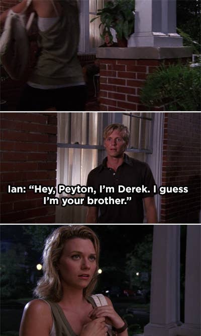 Ian on Peyton&#x27;s porch saying he&#x27;s her brother Derek