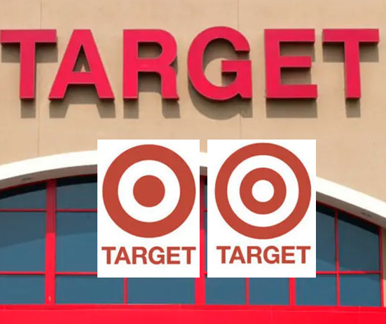 Two versions of the Target logo, the correct one showing a red circle in the center, followed by a white circle, then another red; the incorrect one has an extra white circle in the middle