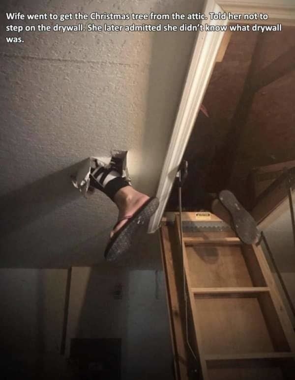 person who fell through a roof