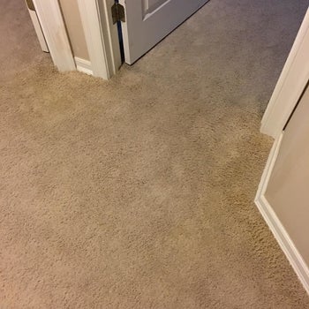 Same reviewer's photo showing the spray removed the stain totally