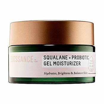 A jar of Biossance's Squalane + Probiotic Gel Moisturizer for a moisturizer