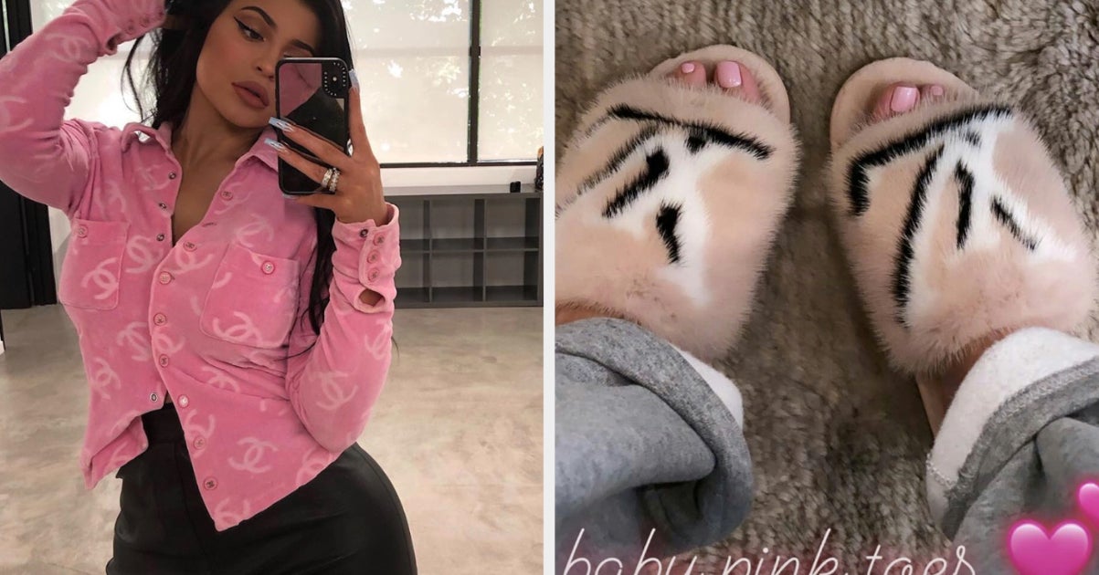 Kylie Jenner in Louis Vuitton fluffy slippers? Lounge around at
