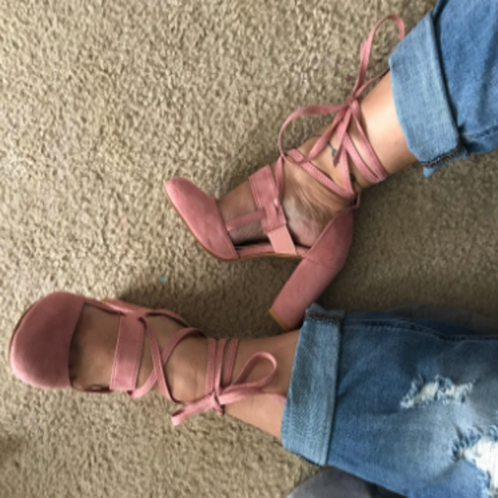 the heels in pink and close-toed