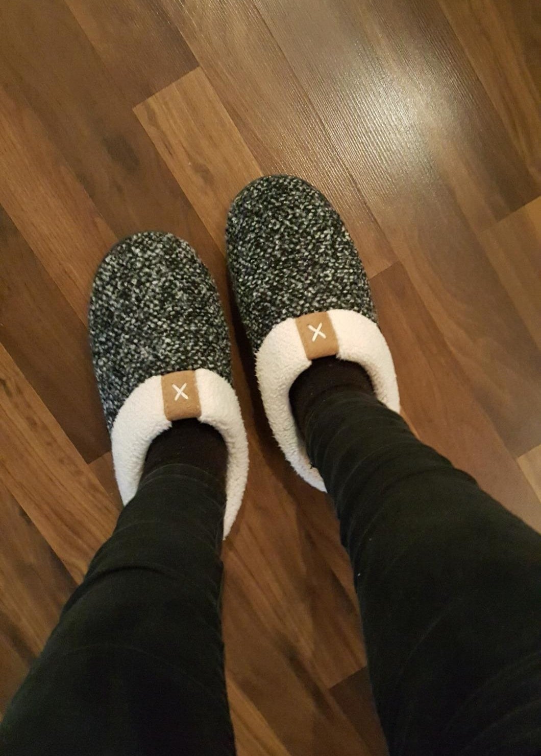 reviewer wearing slippers