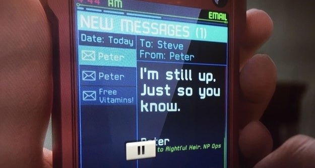 A text from Peter saying &quot;I&#x27;m still up, just so you know&quot;