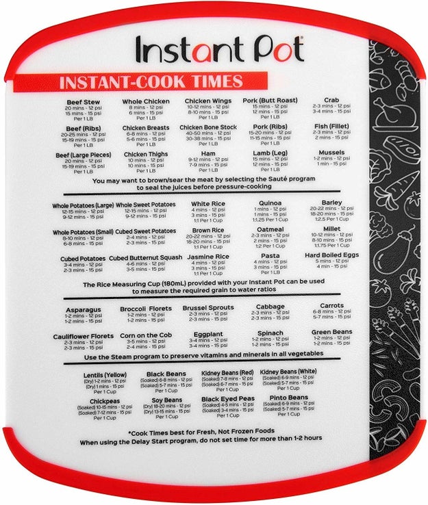 FREE Printable Instant Pot Cooking Times Sheet - Meat, Beans, Veggies