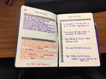 A reviewer image of the planner with notes color coded inside of it 