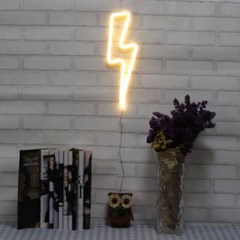 lightning bolt LED light in a bedroom 