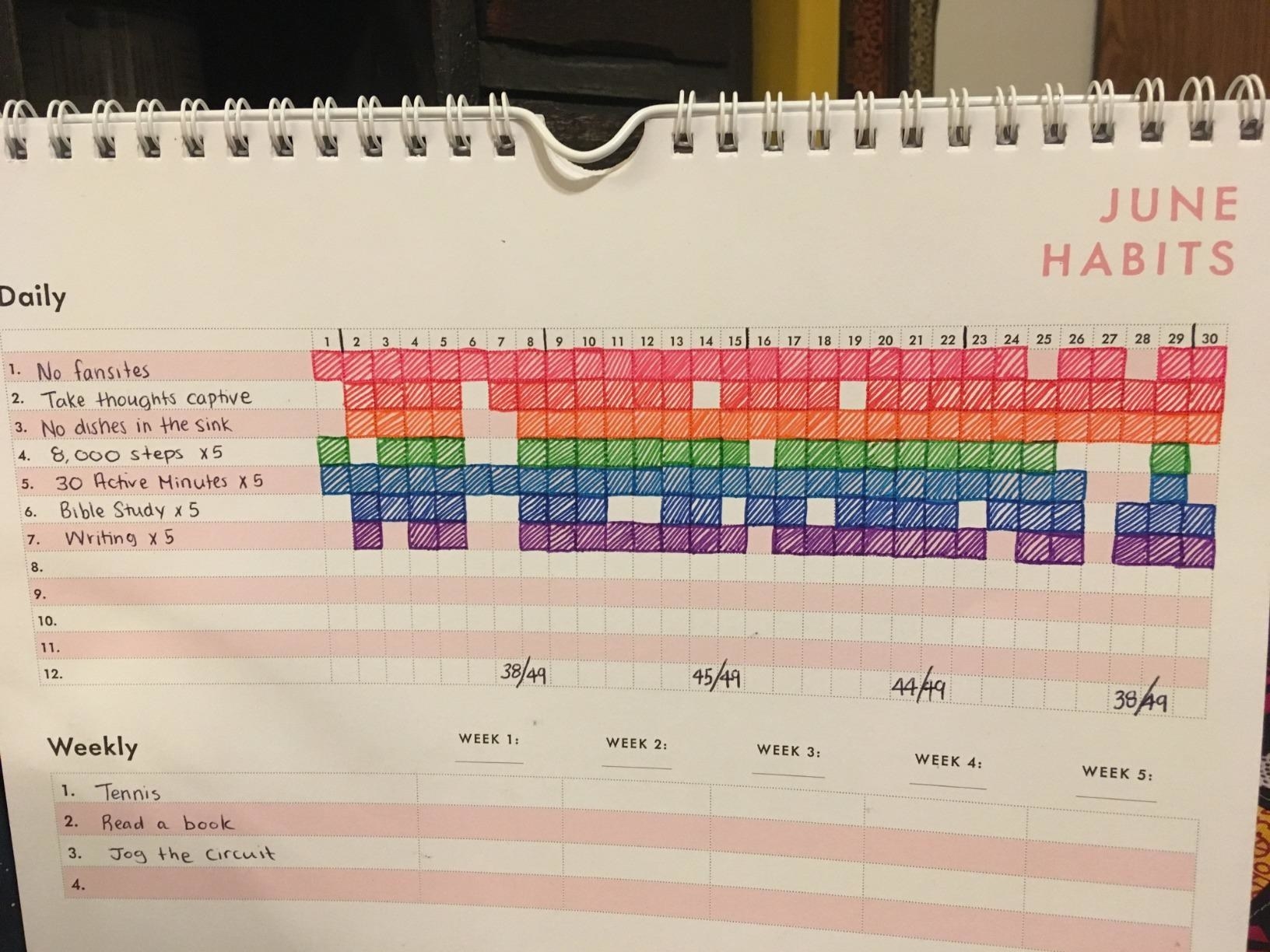 Reviewer photo of the habit tracker filled out