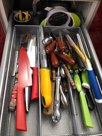 a messy cutlery drawer