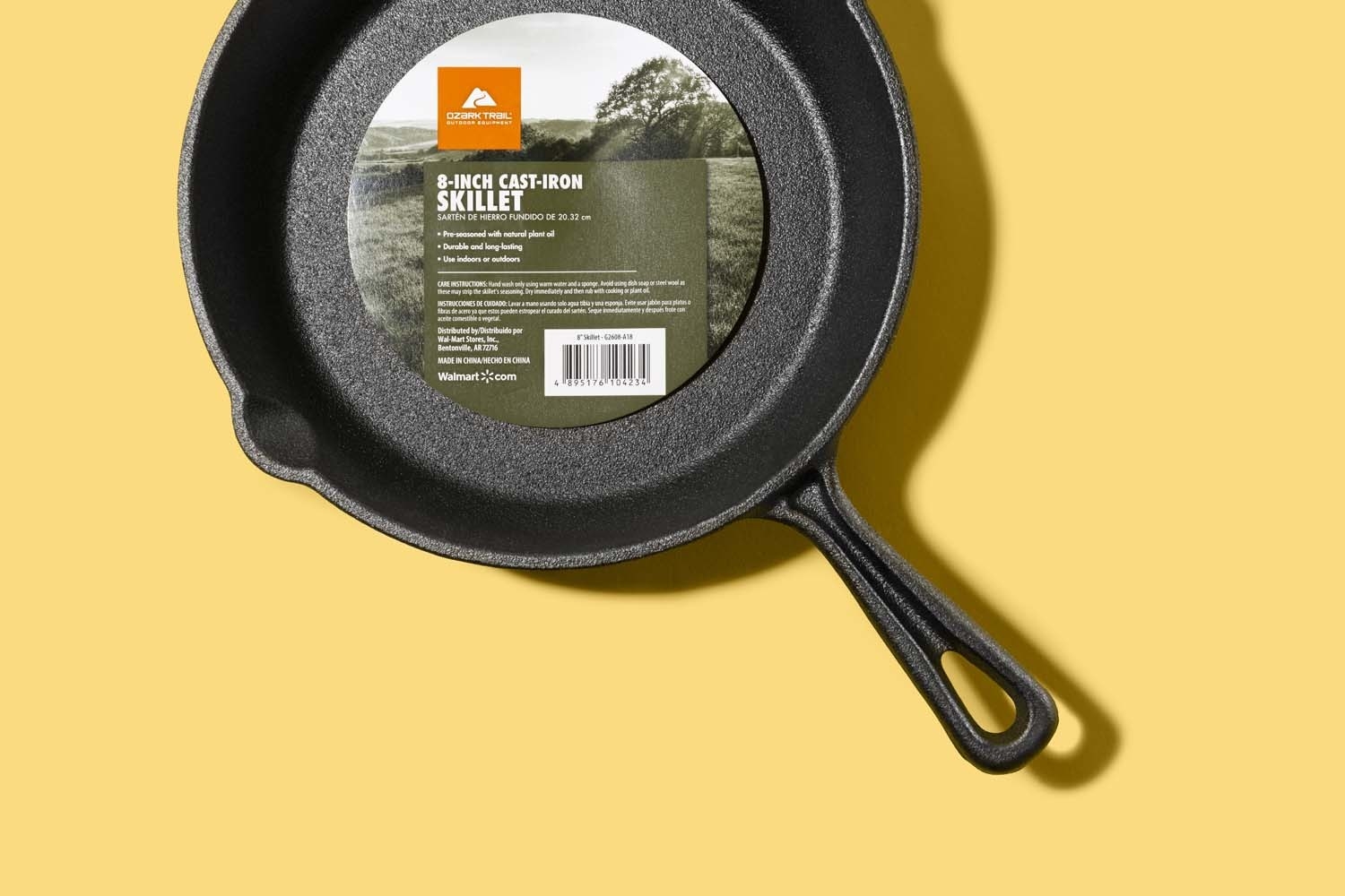 Ozark Trail Pre-Seasoned Cast Iron Skillet, Black, 15