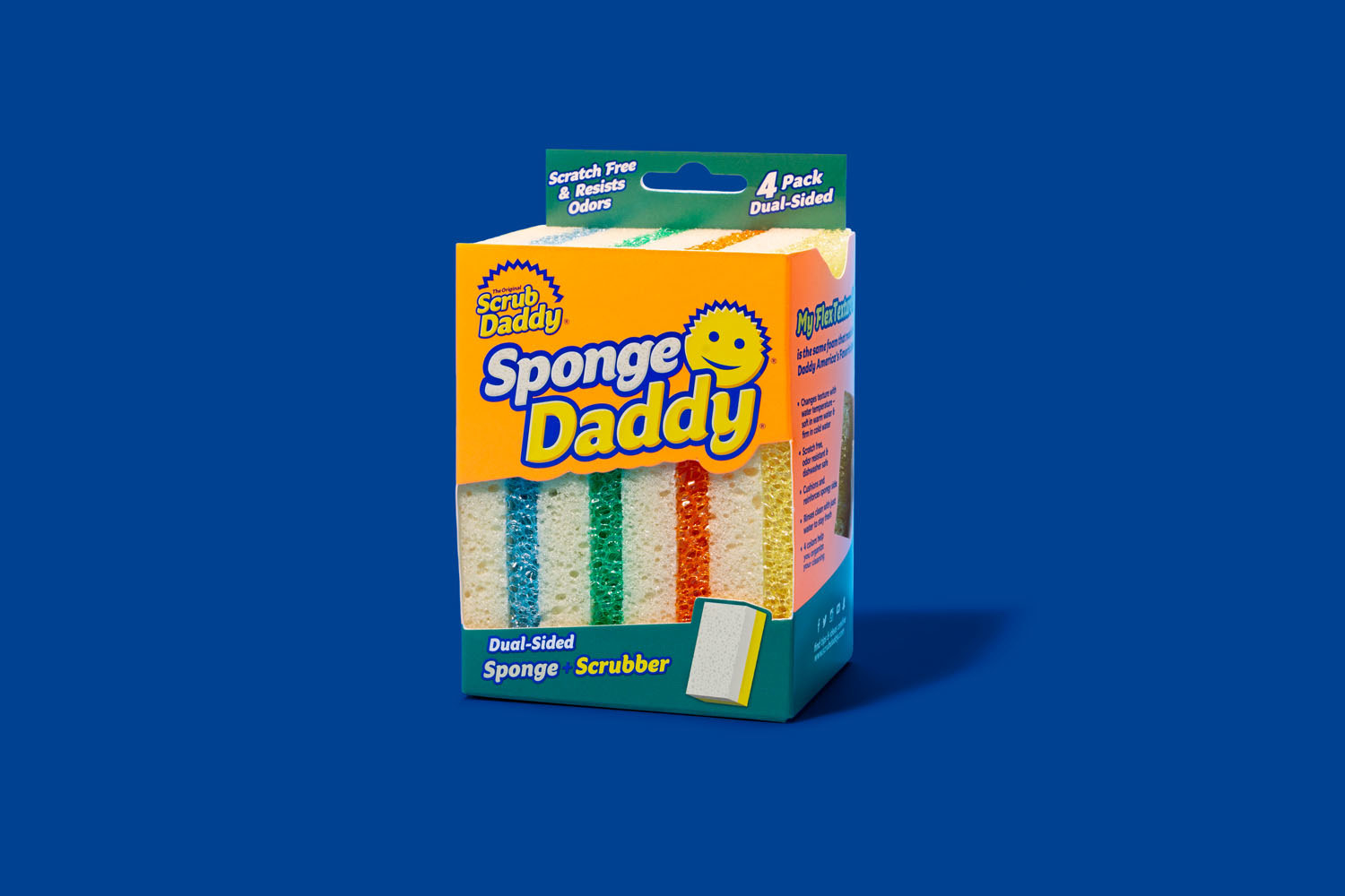 Scrub Daddy Sponge Daddy Dual-Sided Sponge+Scrubber, 4 count