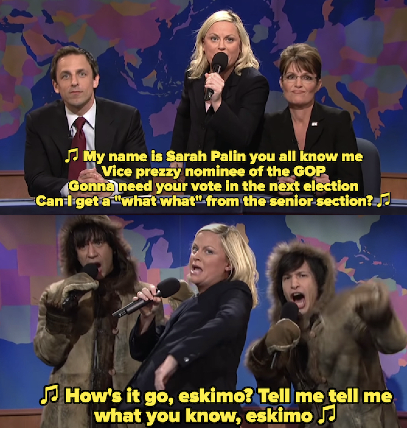 Amy Poehler: &quot;How&#x27;s it go, eskimo? Tell me tell me what you know, eskimo?&quot;