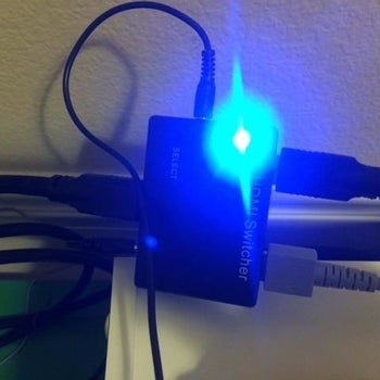 A bright LED light on a charger 