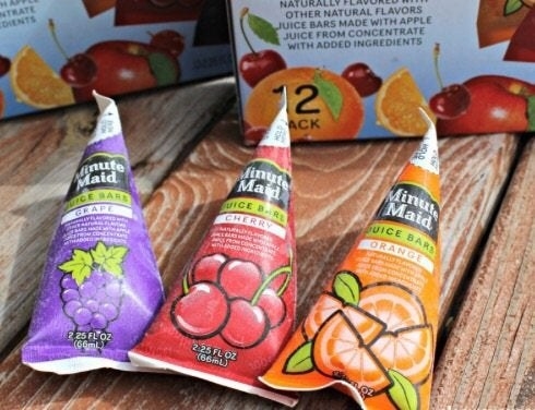 Three Minute Maid Juice Bars on a table