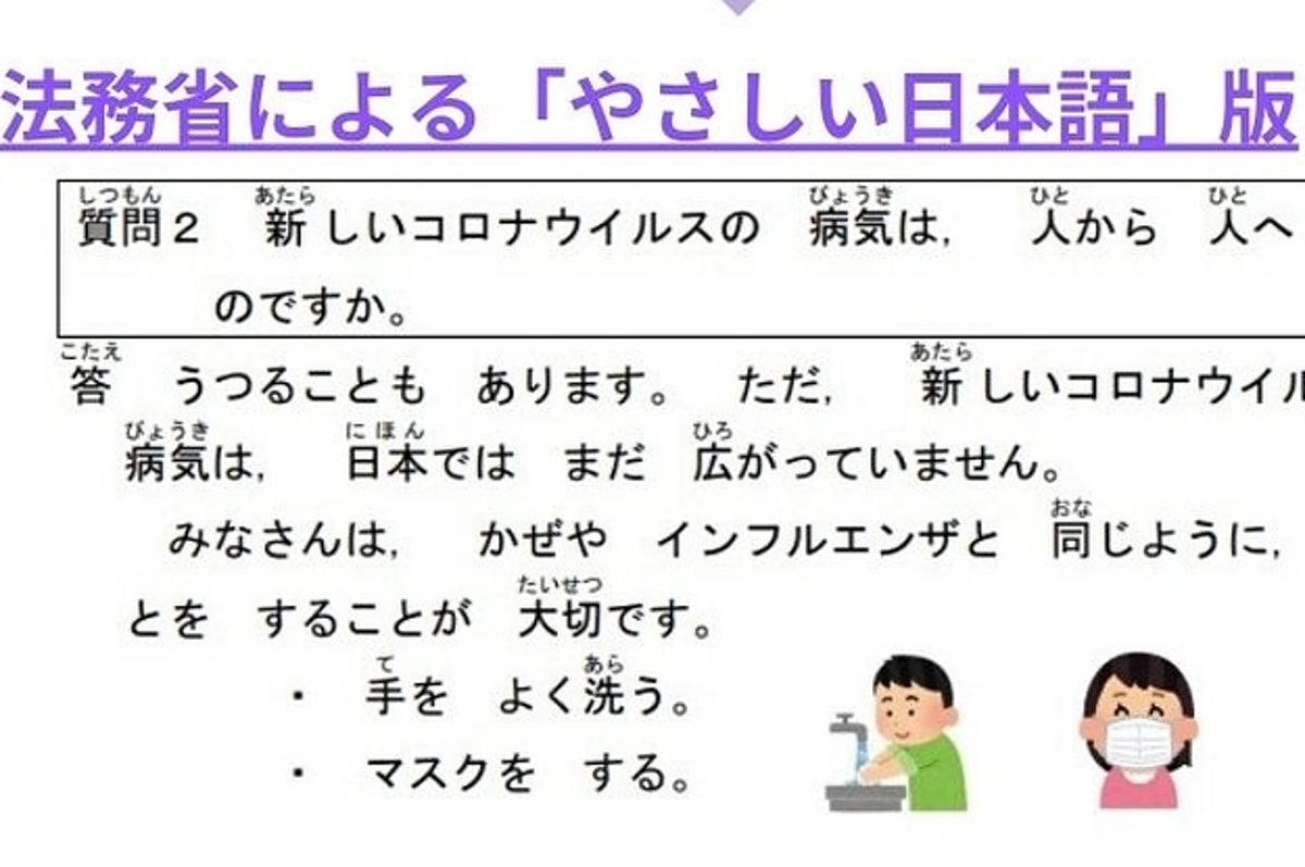 新型肺炎のお知らせに全国で使われた やさしい日本語 って