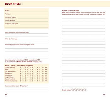 an image of the inside page with rating systems, note sections, and more