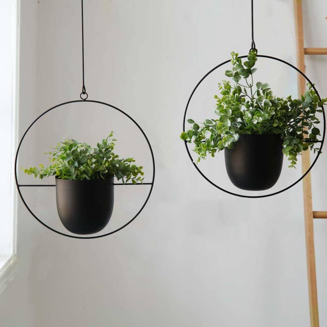 the hanging planters in black 
