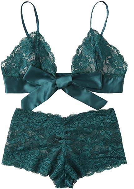 teal color lacey bralette and boy shorts