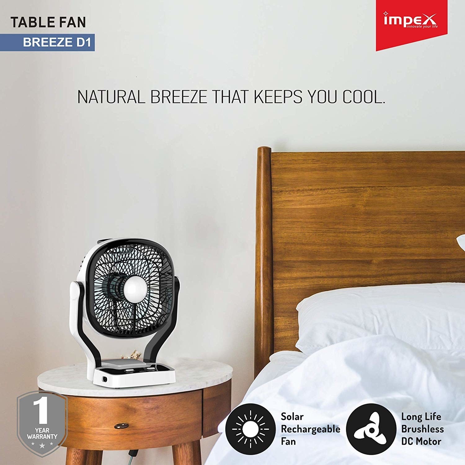 impex solar rechargeable fan