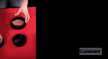 a gif of a person making a stuffed burger with the press
