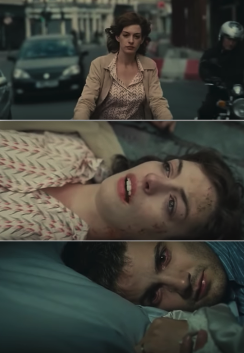 Anne Hathaway&#x27;s character getting hit by a truck