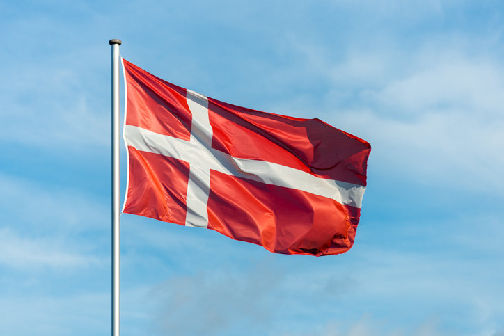 The flag of Denmark hanging