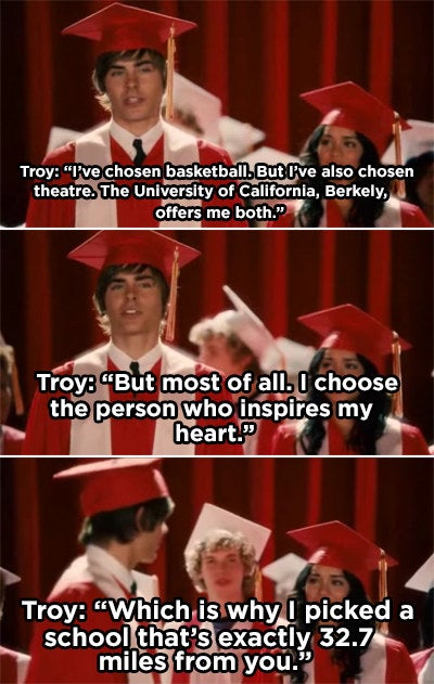 Troy announcing that he&#x27;s choosing a college that&#x27;s closer to Gabriella&#x27;s college