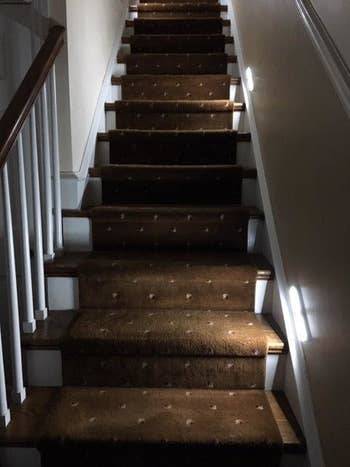 Stairs lit with the LED strips