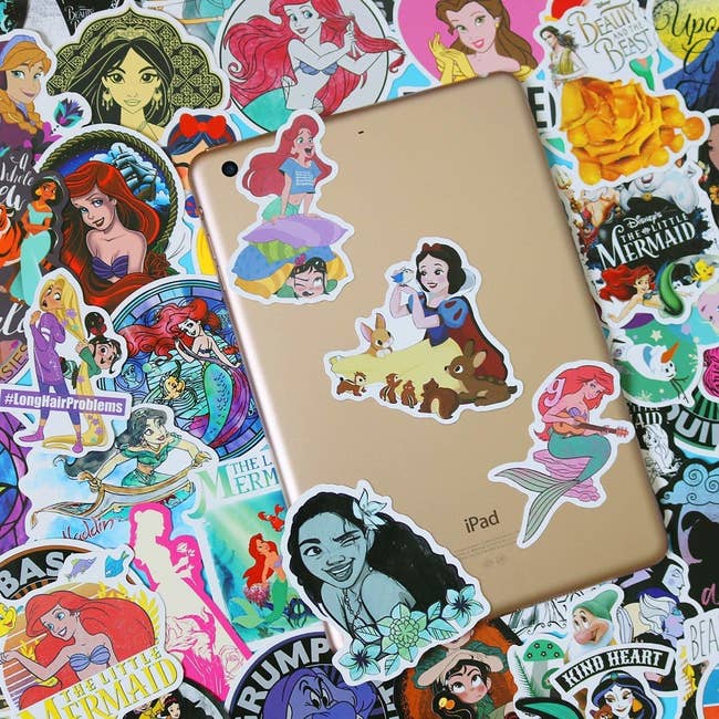 Pile of stickers featuring all the Disney princesses 