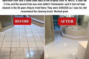 Another before and after of dirty tile and much cleaner, shinier tile 
