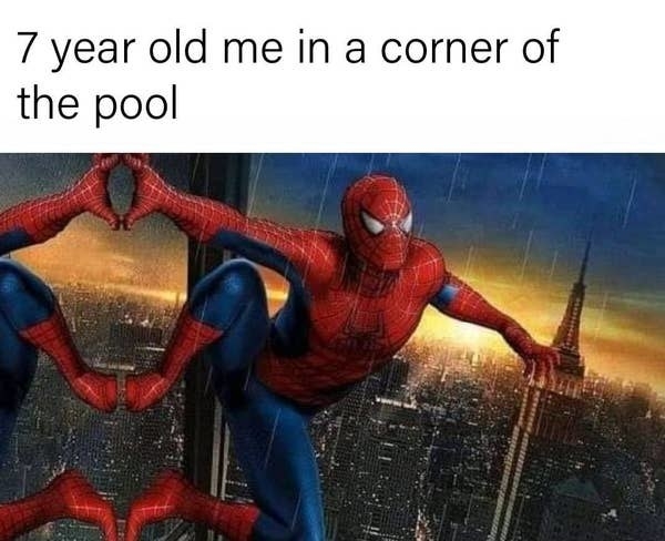 person in the corner of a poo llike spiderman