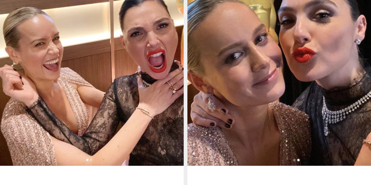 Brie Larson And Gal Gadot Posted Identical Selfies Together And It S The Most Ambitious Crossover Event In History