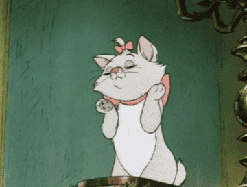 Gif of Aristocat fluffing up her cheeks