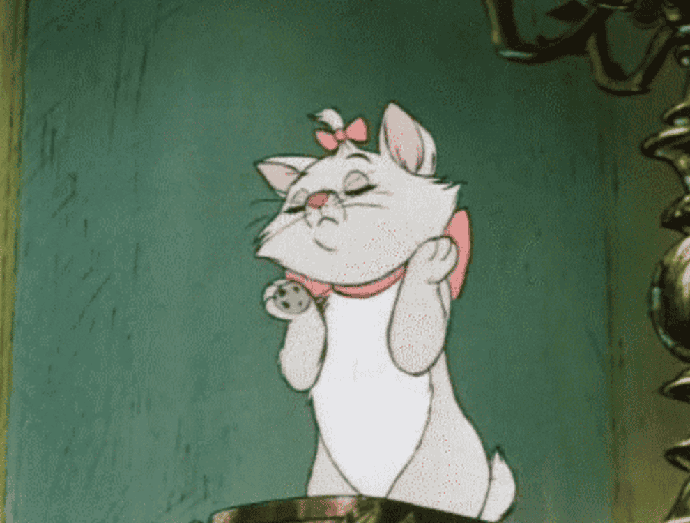 Gif of Aristocat fluffing up her cheeks