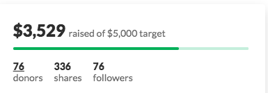 A screenshot of @Freenbird8628&#x27;s &amp;amp;5,000 fundraising target. 