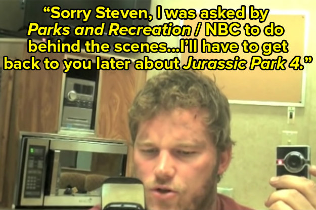 Chris Pratt filming himself saying he&#x27;s got to do behind the scenes shots so he&#x27;ll get back about Jurassic Park 4
