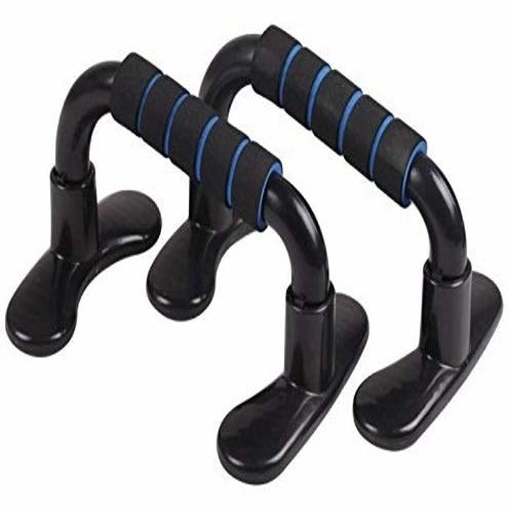 A set of black push-up bars