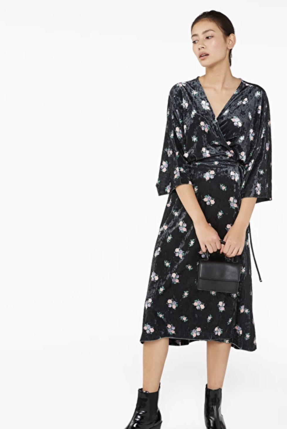 monki velvet wrap dress