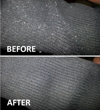 Before and after image of old depilled sweater 