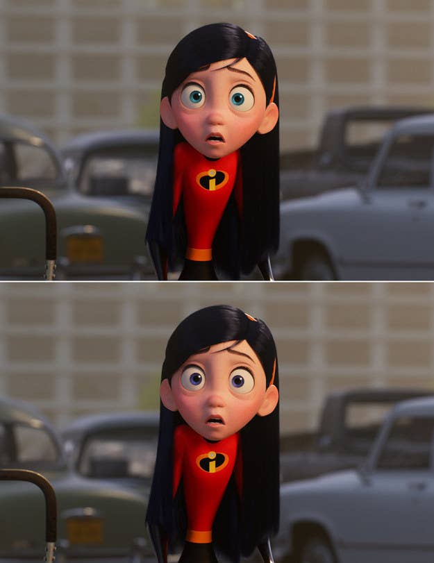 Are Violet Parr's eyes blue (top) or purple (bottom)? 