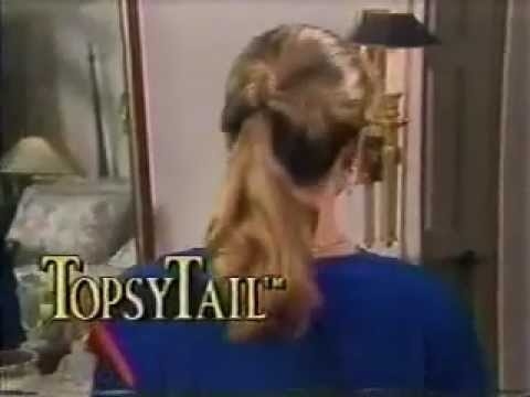 A screenshot of the back of a woman&#x27;s head has a TopsyTail hair style